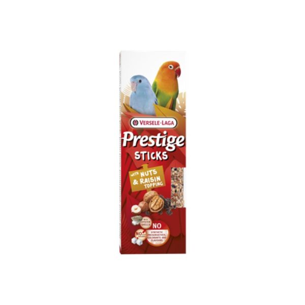 Versele-Laga Prestige Sticks para Papagaios Pequenos com Cobertura de Nozes e Passas 60g