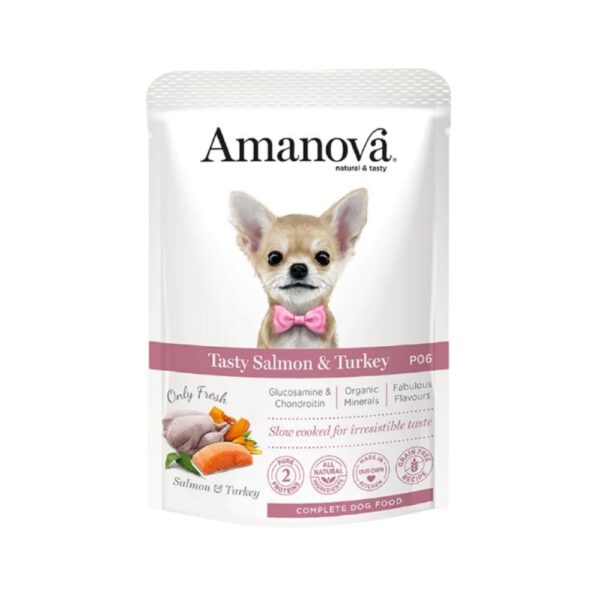 Amanova Cão Patê Salmão e Peru Saqueta