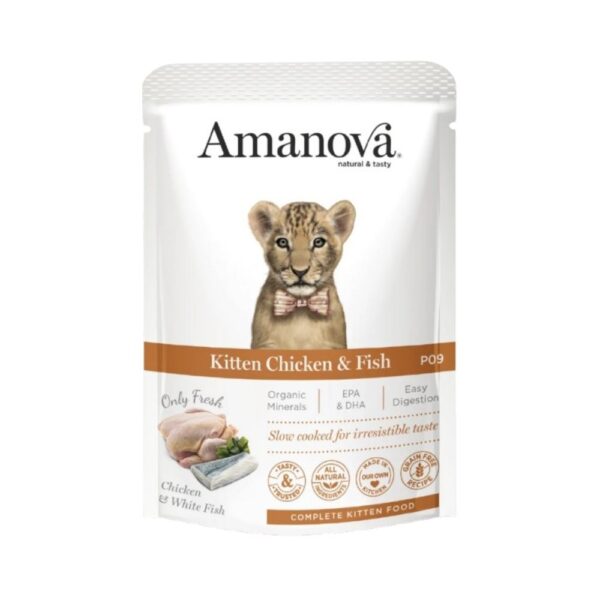 Amanova Gato Gatinho Patê Galinha e Peixe Saqueta 85g