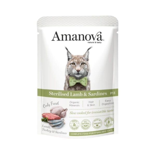 Amanova Gato Patê Borrego e Sardinhas Saqueta 85g