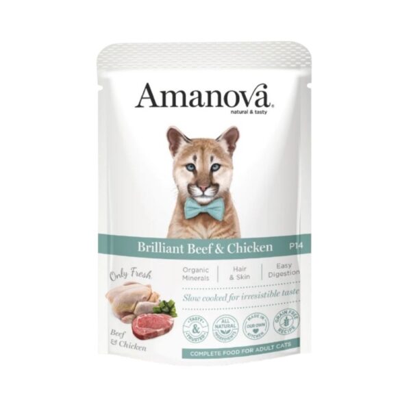 Amanova Gato Patê Vaca e Galinha Saqueta 85g