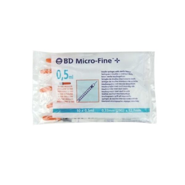 BD Micro-Fine Seringa de Insulina 0,5ml (50U) Pacote com 10 unidades