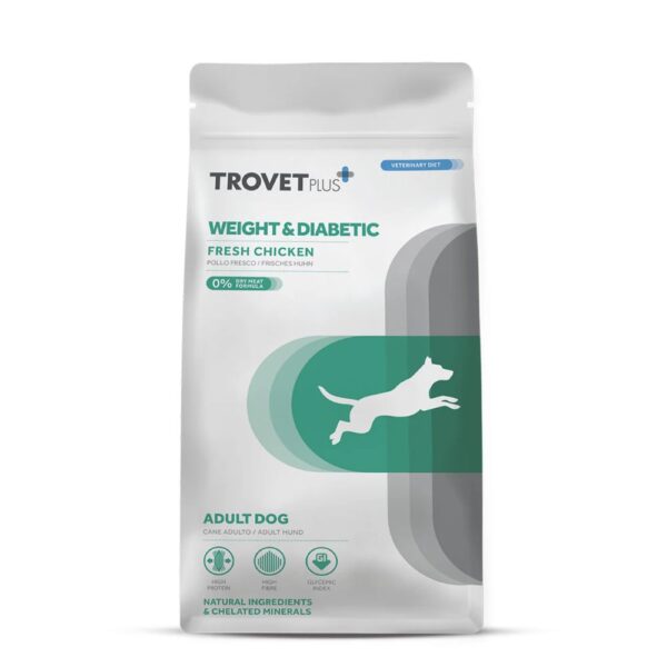 Trovet Plus Peso & Diabético Fresh Galinha – Comida Dietética Seca para Cães