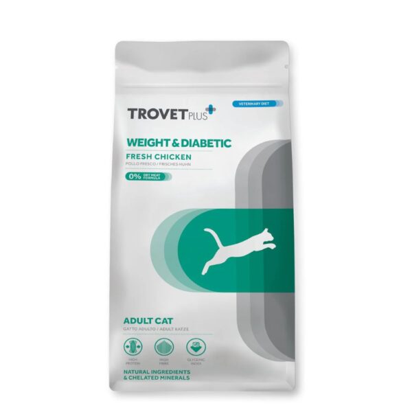 Trovet Plus Peso & Diabético Fresh Galinha – Comida Dietética Seca para Gatos